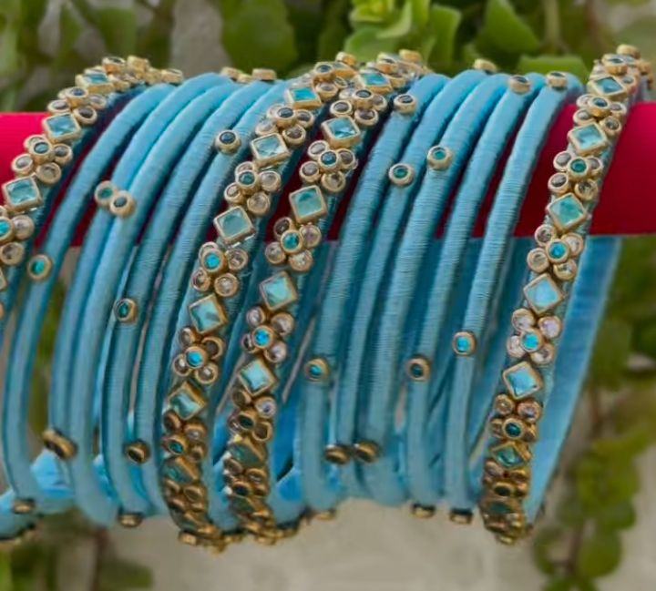 Sky Blue Kundan