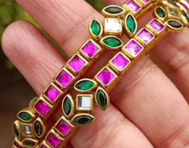 Pink Green Kundan